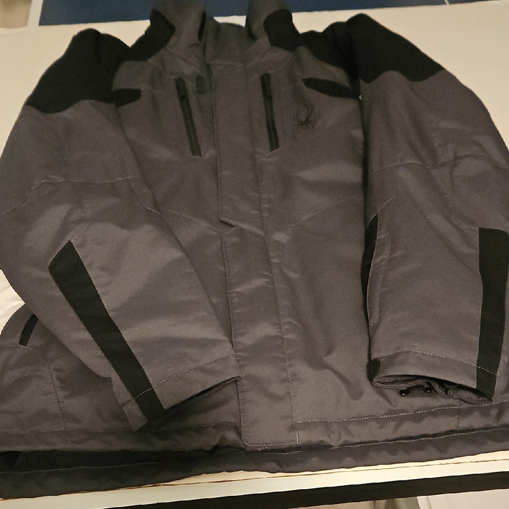 Spyder Men's Charcoal and Black Ski Jacket